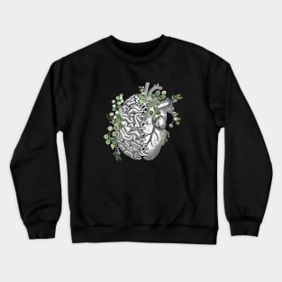 Half brain half heart, right balance between brain and heart, leaves eucalyptus, tied, laces, ribbon for tying Crewneck Sweatshirt